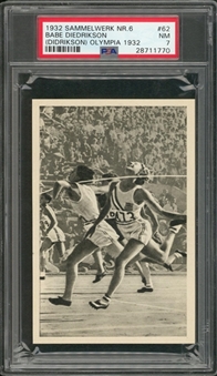 1932 Sammelwerk "Olympia 1932" #62 Mildred "Babe" Didrikson Rookie Card – PSA NM 7 "1 of 1!"